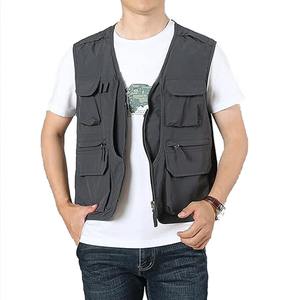 Respirant hommes multi-poches col en V fermeture éclair Cargo gilet de travail maille en Nylon gilet tactique photographe sans manches gilet de pêche - Product Image 5