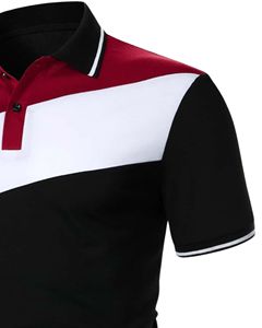 Camiseta Polo Personalizada para Hombre, Color Negro, Blanco y Marrón, Bloques de Color, Manga Corta, Informal, para Golf, Suave, Transpirable, Personalizada, OEM - Product Image 2