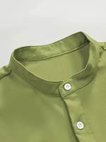Camisa de Vestir Formal de Invierno para Hombre, Manga Corta, Botones Cubiertos, Cuello Clásico, 100% Algodón Satinado, Antiarrugas, Ecológica, Tallas Grandes
