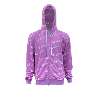 Sweat-shirt à capuche unisexe en polyester et coton personnalisé avec impression numérique intégrale, veste zippée décontractée streetwear - Product Image 1