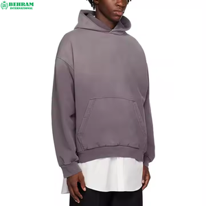 Sweat à capuche surdimensionné Streetwear gris lavé lourd pour hommes lavage à l'acide goutte épaule thermique Boxy recadrée hiver pierre lavé à capuche - Product Image 1
