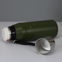 Termo Deportivo de Acero Inoxidable de Grado Alimenticio de 650 ml, Botella de Agua para Viajes al Aire Libre con Cuerda de Agarre