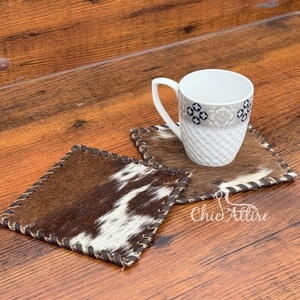 Juego de posavasos de té de cuero de vaca de pelo Premium, suave, personalizable, duradero y resistente al calor, perfecto para uso en Bar o cocina - Product Image 1