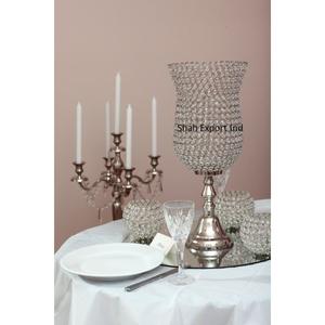 Bougeoir Hurricanes en cristal plaqué argent pour la maison et la décoration de table de mariage Centres de table Bougeoir en métal cristal - Product Image 6