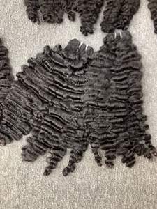 Venta al por mayor 100% extensiones de cabello natural vietnamita doble dibujado cruda birmana trama rizada cabello humano crudo de Vietnam - Product Image 4