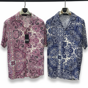 Chemise Homme Personnalisée à Col Camp, Imprimé Floral, en Satin, Manches Courtes, Légère, Respirante et Infroissable pour les Vacances d'Été - Product Image 1