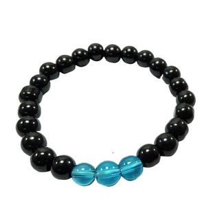 Crystal <b>bracelet</b> <b>Black</b> Obsidian & Aqua obsidian Round Beads <b>Bracelet</b> 8mm Stone Gemstone Fashion Men and <b>Women</b> Gift Energy - Product Image 1