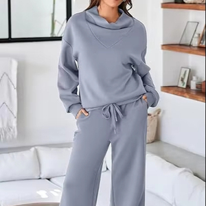Ensemble de survêtement extensible pour femmes, deux pièces, survêtement classique à capuche pour femmes, ensemble décontracté, survêtement ample pour femmes, à porter tous les jours - Product Image 1