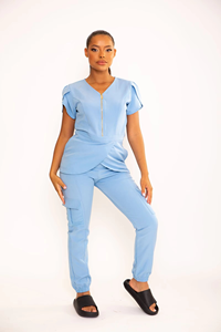 Conjunto de Top y pantalón para mujer, venta al por mayor, conjuntos de uniformes, manga corta, Color sólido, de talla grande, uniforme médico de entrenamiento - Product Image 2
