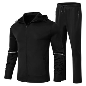 Full <b>Zip</b> Hoodie Sweatsuit Running Sport Pants With Zipper Pockets 100% Cotton Tracksuits From Pakistan - Product Image 1