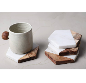 Sous-verres en marbre et en bois gravés sur mesure sous-verres hexagonaux à haute vente prix d'usine en gros - Product Image 1