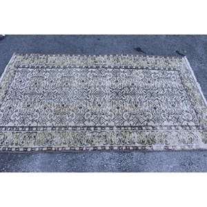 Alfombra Turca de 3.7x6.5 pies, Alfombra Vintage, Alfombra de Lana con Bordes Verdes y Marrones - Product Image 3