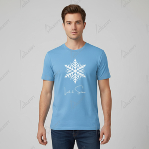<b>Men's</b> Casual Solid Color Short Sleeve <b>Christmas</b> <b>T</b>-<b>Shirt</b> Reindeer Digital Print 180 Grams Comfortable Breathable Eco-Friendly - Product Image 2