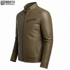 Produit de veste en cuir véritable de haute qualité de moto mince pour hommes personnalisé d'usine pour toutes les vestes en cuir véritable - Product Image 4