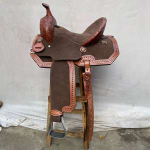 Conjunto de Silla de Montar Western de Cuero y Madera Premium con Diseño Artístico para Carreras de Barriles |   Juego de Herrajes de Acero Inoxidable Hechos a Mano para Montar a Caballo - Product Image 2
