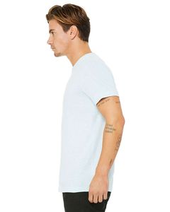 Camiseta unisex de tres mezclas, camiseta para hombre, camiseta azul de mezcla de algodón con cuello redondo sólido - Product Image 3