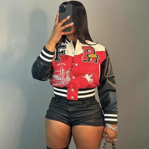 Baseball Letterman veste vêtements d'hiver femmes 2024 recadrée Cyber Streetwear course Bomber veste automne manteau - Product Image 1