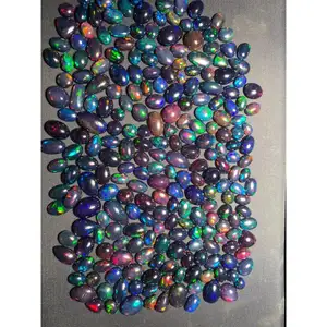 Top Quality Natural Flashy Black Ethiopian Opal Loose Gemstone Lot For Making Fine Ring Jewelry Pendant Jewelry Fire Opal Gems