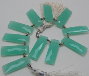 Cuentas de Gema facetada de Calcedonia Natural, cuentas de Briolette suave para fabricación de joyas, superfino, forma rectangular - Product Image 2