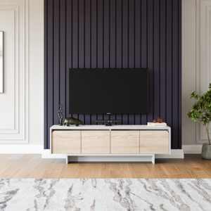 Soporte de TV de madera Landy gris blanco moderno del fabricante turco, superventas, muebles para el hogar para uso en sala de estar y dormitorio - Product Image 4