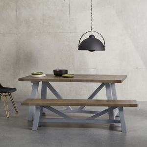 Mesa de comedor grande de 8 asientos, mesa de centro de fábrica BSCI VIETNAM de pino macizo y guijarros grises - Product Image 6