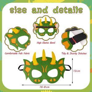 Máscaras de dinosaurio de fieltro para niños, favores de fiesta de dinosaurio, máscaras de dinosaurio, suministros de fiesta de cumpleaños, máscaras de fiesta de dinosaurio para niños y niñas - Product Image 6
