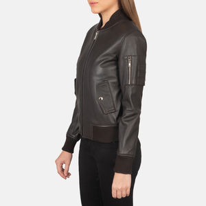 Chaqueta de Cuero a Rayas Transpirable de Talla Grande para Mujer, Diseño OEM de Alta Calidad para Otoño e Invierno - Product Image 2