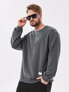 Sudadera ligera de algodón 100% para hombre, sudaderas transpirables de invierno con cuello redondo de Color sólido liso a la moda - Product Image 2