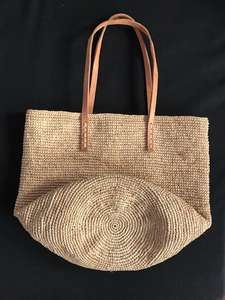 Adagascar-Bolso de rafia hecho a mano para mujer, bolsa de ganchillo con asas de cuero, forro de algodón con cierre magnético - Product Image 3