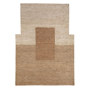 พรมปูพื้นลายเรียบสีเบจและสีน้ำตาล ทำจากปอกระเจาและป่าน รุ่น PKJT-43 สำหรับใช้ในบ้าน ลายแบบนามธรรม - Product Image 1