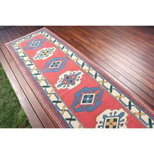 Alfombra Vintage de 2.8x9.8 pies, Alfombra Turca, Alfombra de Lana Roja Marroquí - Product Image 3