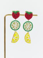 Anting-anting buah oranye mewah untuk wanita menampilkan bordir manik-manik buatan tangan dalam desain Multi Warna mewah