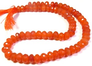 Cuentas Redondas Facetadas de Cornalina Naranja de 7-7.5mm, Naturales, Hilo de 13 Pulgadas, Grado Superior, 120 Quilates para la Fabricación de Joyas - Product Image 2