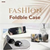 Étui rigide pliable pour lunettes, boîte à lunettes imprimée motif abstrait, support de rangement portable pour lunettes, logo personnalisé, vente en gros