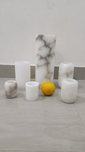 ที่ใส่เทียน alabaster ธรรมชาติที่ได้รับความนิยมมากที่สุดช่างฝีมือทำด้วยมือเป็นมิตรกับสิ่งแวดล้อม - Product Image 5