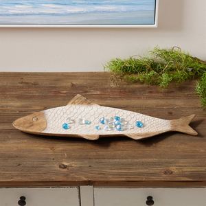 Handcrafted Fish Shape Wooden Serving Tray Decorative White Wash Wood Platter For Snacks Appetizers Dining Table & <b>Gifting</b> <b>Use</b> - Product Image 2