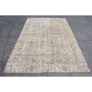 Tapis turc vintage, tapis de 5,4 x 8,2 pieds, tapis en laine persan bleu et blanc - Product Image 1