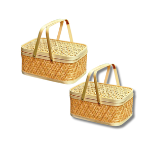 CESTA DE REGALO DE BAMBÚ personalizable, CESTA DE FRUTAS, Ideal para vacaciones y ocasiones especiales, regalo, decoración del hogar - Product Image 1