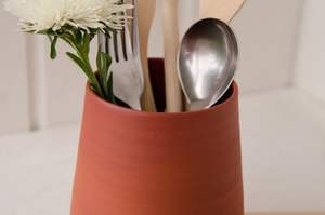 Porte-ustensiles en céramique de qualité supérieure pour plan de travail de cuisine, porte-cuillères résistant à la chaleur, pot de rangement pour couverts en céramique moderne - Product Image 5