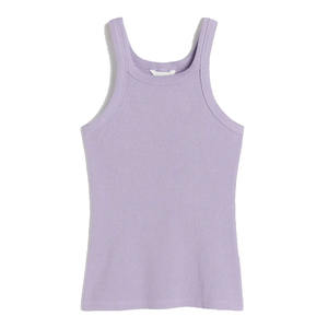 Haut sans manches lavande de haute qualité pour femmes matériau côtelé avec motif imprimé grande taille pour l'été en vente en vrac quantité - Product Image 5