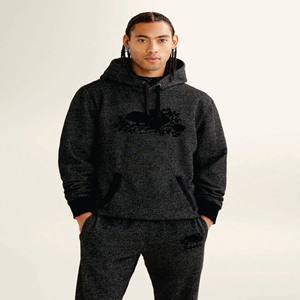 Sudadera con Capucha Negra para Hombre, Personalizada con Logotipo, Manga Larga, 100% Algodón, Bordada, Estilo Urbano, con Bolsillo, OEM, Venta al Por Mayor - Product Image 1