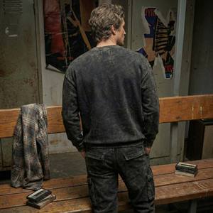 Suéter Holgado con Lavado Mineral Desgastado, Estilo Vintage de los 90, Letras con Efecto Espumado Agrietado, Decolorado al Sol, 100% Algodón, Invierno - Product Image 2