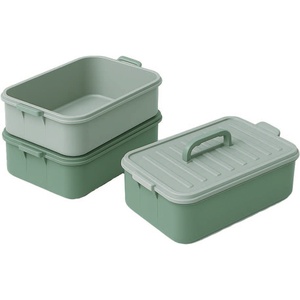 <b>Dual</b> Layer Eco-Friendly Plastic Storage Box with Handle Locking Lid for Spice Food Kitchen Office Travel Use Stackable - Product Image 2