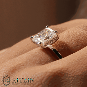 แหวนหมั้นเพชรแบบซ่อนสำหรับผู้หญิงแหวนหมั้นสไตล์รัศมีที่เปล่งประกาย - Product Image 3