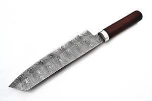 Cuchillo de cocina de acero de Damasco hecho a mano personalizado de alta calidad con mango de madera y Funda de cuero, cuchillo de Chef al por mayor - Product Image 4