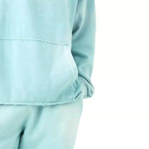 Survêtements personnalisés en molleton 100% coton avec broderie délavée et appliqué, pour hommes, effet délavé au soleil, lavage à l'acide, pull oversize, écologique, de haute qualité - Product Image 2