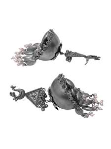 Pendientes de plata oxidada Jhanak Banjara Jhumka de estilo bohemio de alta calidad, conjuntos de joyería de moda chapada en plata moderna de alta calidad - Product Image 2