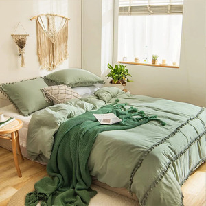 Literie décorative de ferme indienne en coton naturel fait à la main housse de couette trois pièces avec deux taies d'oreiller meilleur matériel - Product Image 4