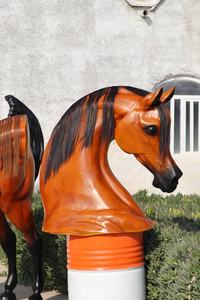 Mannequin de tête de cheval en fibre de verre gonflable avec crinière synthétique |   Buste de cheval noir pour bride, licol, équipement équestre, décoration de la maison et de l'école - Product Image 4