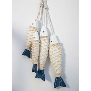 Arte de Pared con Esqueleto de Pez de Madera Estilo Náutico |   Decoración Rústica de Colores Azules Armónicos al por Mayor para Ambiente de Restaurante y Cafetería - Product Image 2